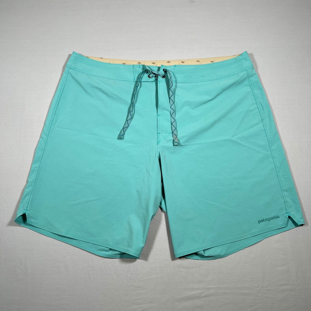 Patagonia Hydropeak Board Shorts Mens 40 Teal Blue Swim Trunks Surf Shorts 19"